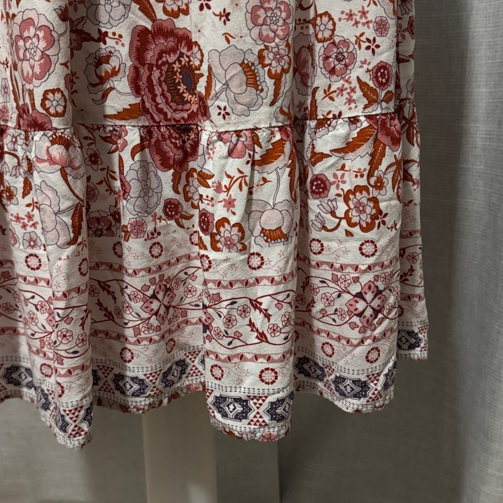 Merokeety Skirt-Rayon-Boho Chic-Floral-Sz S-Reds/White-EUC-Like New - Picture 7 of 14